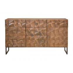 Buffet 3 Tiroirs Bois, Bronze Marron 142x42x80cm