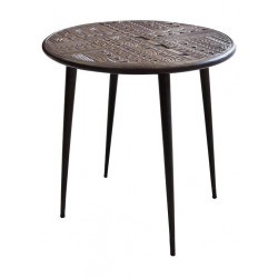 Table Basse Bois, Fer Marron 55x55x55cm