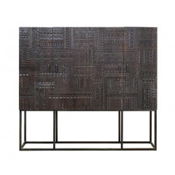 Armoire 2 Tiroirs Bois, Fer Marron 180x40x160cm