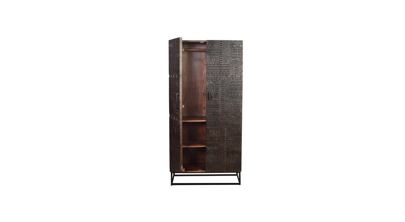 Armoire Bois, Fer Marron 90x50x180cm