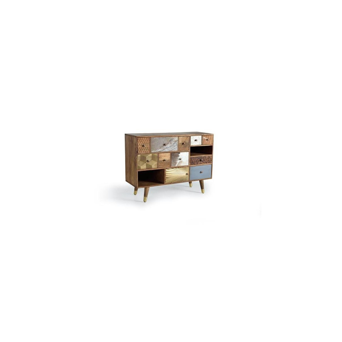 Commode 5 Tiroirs Bois Marron 110x40x80cm