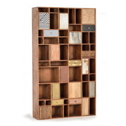 Bücherregal mit 7 Schubladen Holz Braun 115x30x200cm