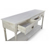 Meuble Console Drapier Bois 4 Tiroirs Cerusé Blanc 183x50x87cm