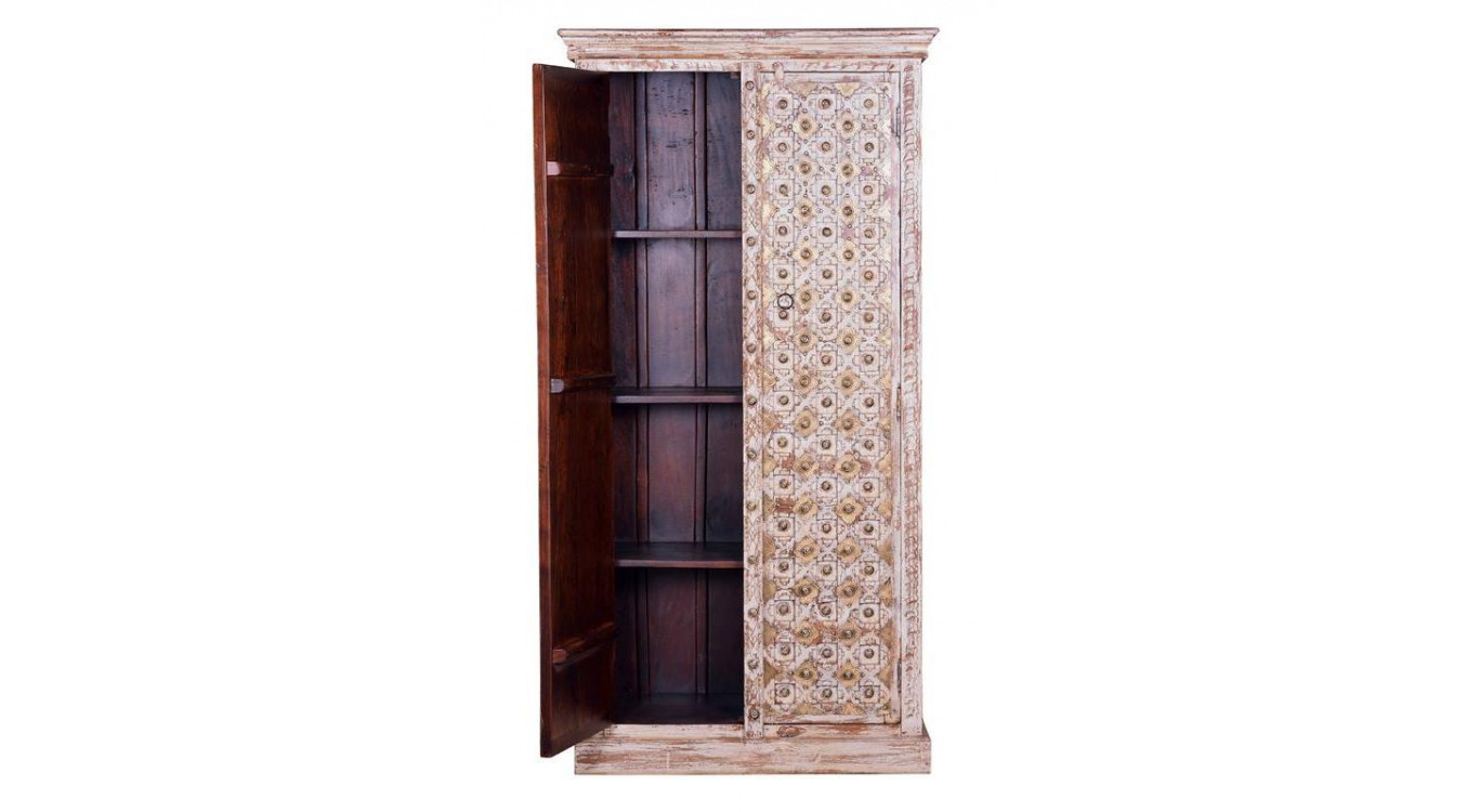 Armoire Bois, Bronze Blanc 90x40x180cm