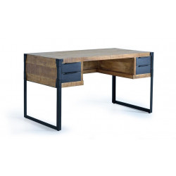 Bureau 4 Tiroirs Bois et FerMarron 135x70x76cm