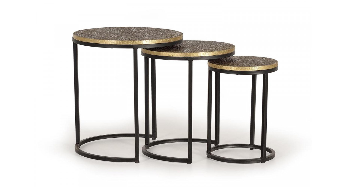 Lot De 3 Sellettes Fer, Bronze Bronze 44x110x49cm