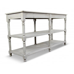 Meuble Console Drapier Bois Cerusé Blanc 162x54x87cm