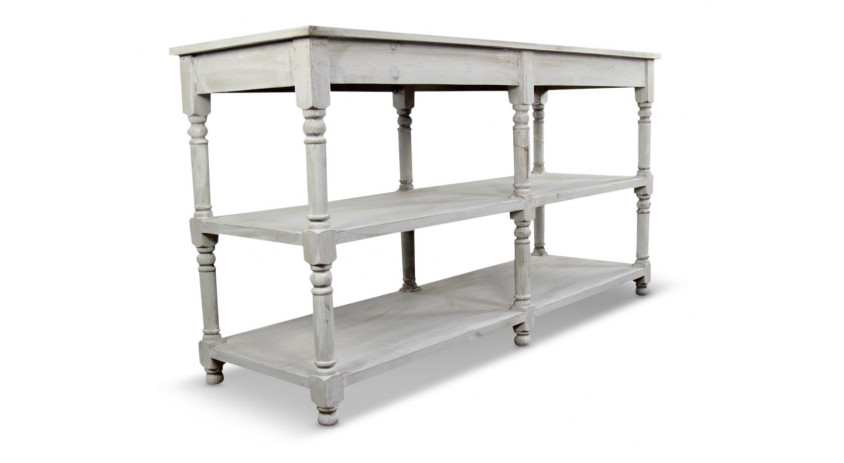 Meuble Console Drapier Bois Cerusé Blanc 162x54x87cm