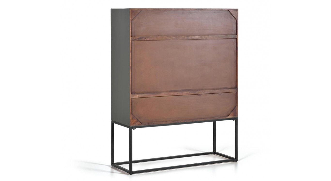 Armoire Bois, Fer Gris 107x40x142cm