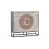 Buffet 2 Tiroirs Bois, Fer Gris 100x32x90cm