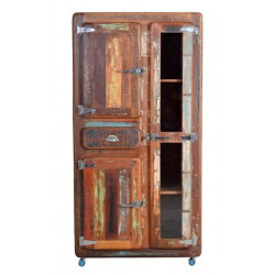 Armoire 1 Tiroir Bois, Fer Marron 90x38x180cm