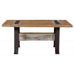 Table à Manger Bois et Fer Marron 200x100x76cm