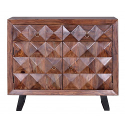 Buffet 2 Tiroirs Bois, Fer Marron 100x40x87cm