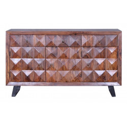 Buffet 3 Tiroirs Bois, Fer Marron 153x40x90cm