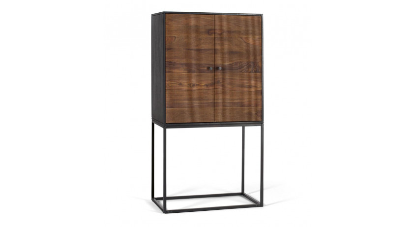 Armoire Bois et Fer Marron 80x45x150cm