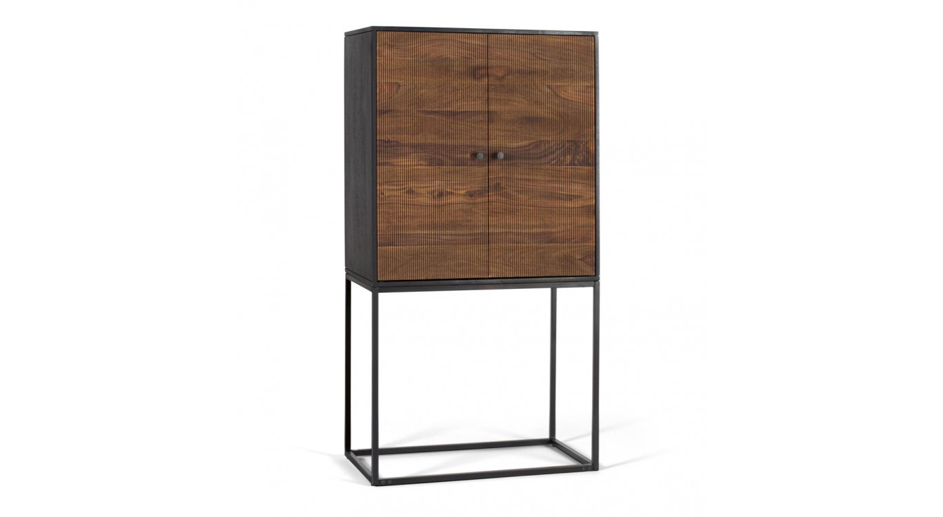 Armoire Bois et Fer Marron 80x45x150cm