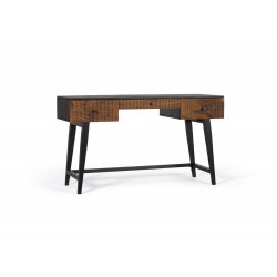 Console 3 Tiroirs Bois et Fer Marron 132x50x76cm