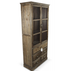 Buffet Vaisselier Rangement Bois 5 Tiroirs 81x35x169cm