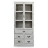 Buffet Vaisselier Rangement Bois 5 Tiroirs Cerusé Blanc 81x35x169cm