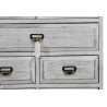 Buffet Vaisselier Rangement Bois 5 Tiroirs Cerusé Blanc 81x35x169cm