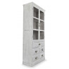 Buffet Vaisselier Rangement Bois 5 Tiroirs Cerusé Blanc 81x35x169cm