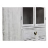 Buffet Vaisselier Rangement Bois 5 Tiroirs Cerusé Blanc 81x35x169cm