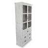 Buffet Vaisselier Rangement Bois 5 Tiroirs Cerusé Blanc 81x35x169cm