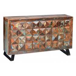 Buffet 3 Tiroirs Bois, Fer Marron 150x40x90cm