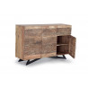 Buffet 3 Tiroirs Bois, Fer Marron 140x40x90cm