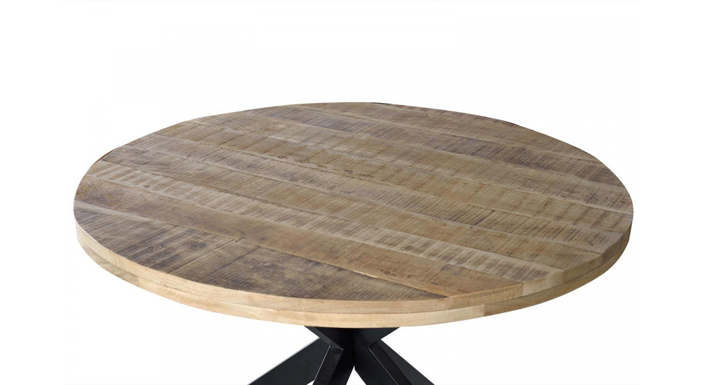 Table à Manger Bois, Fer Marron 120x120x75cm