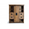 Armoire 4 Tiroirs Bois, Fer Marron 140x45x170cm