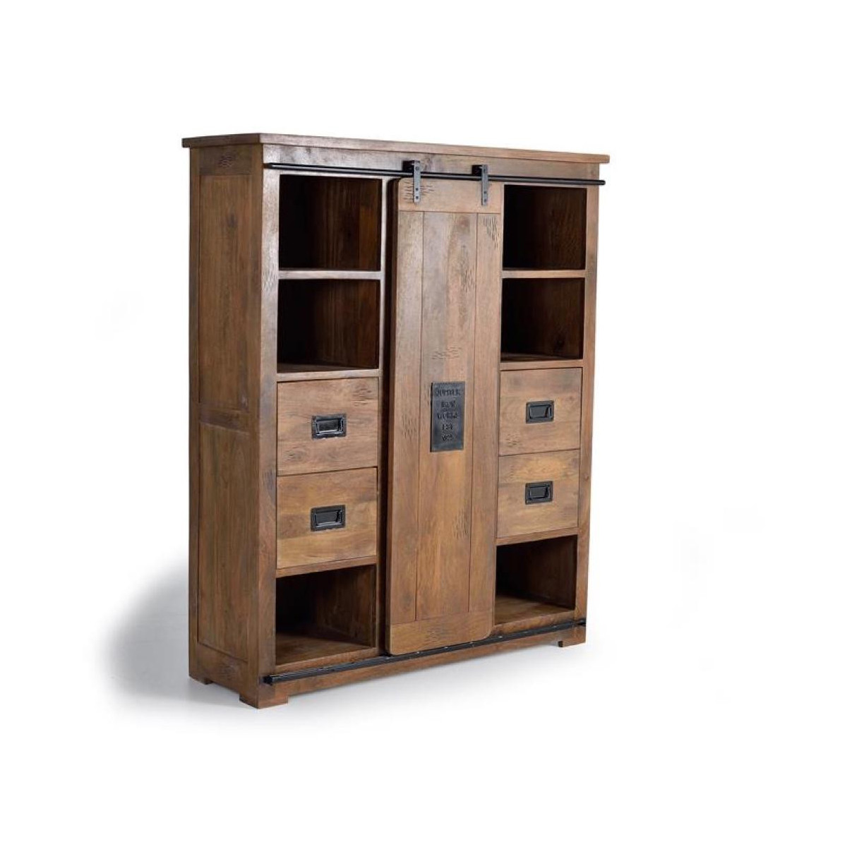 Armoire 4 Tiroirs Bois, Fer Marron 140x45x170cm