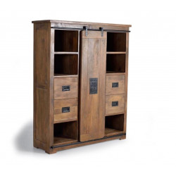 Armoire 4 Tiroirs Bois, Fer Marron 140x45x170cm