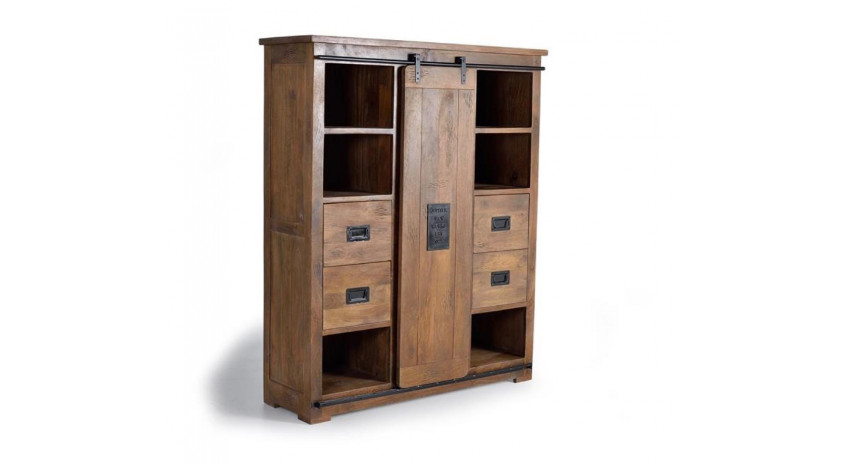 Armoire 4 Tiroirs Bois, Fer Marron 140x45x170cm