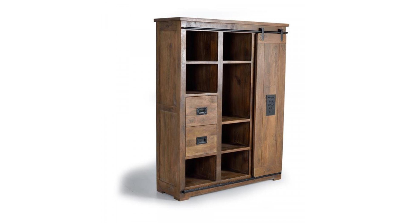 Armoire 4 Tiroirs Bois, Fer Marron 140x45x170cm