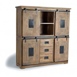 Armoire 3 Tiroirs Bois, Fer Marron 150x45x160cm