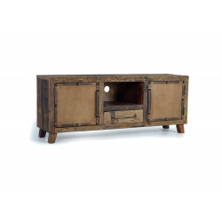 Meuble TV 1 Tiroir Bois Marron 150x40x60cm