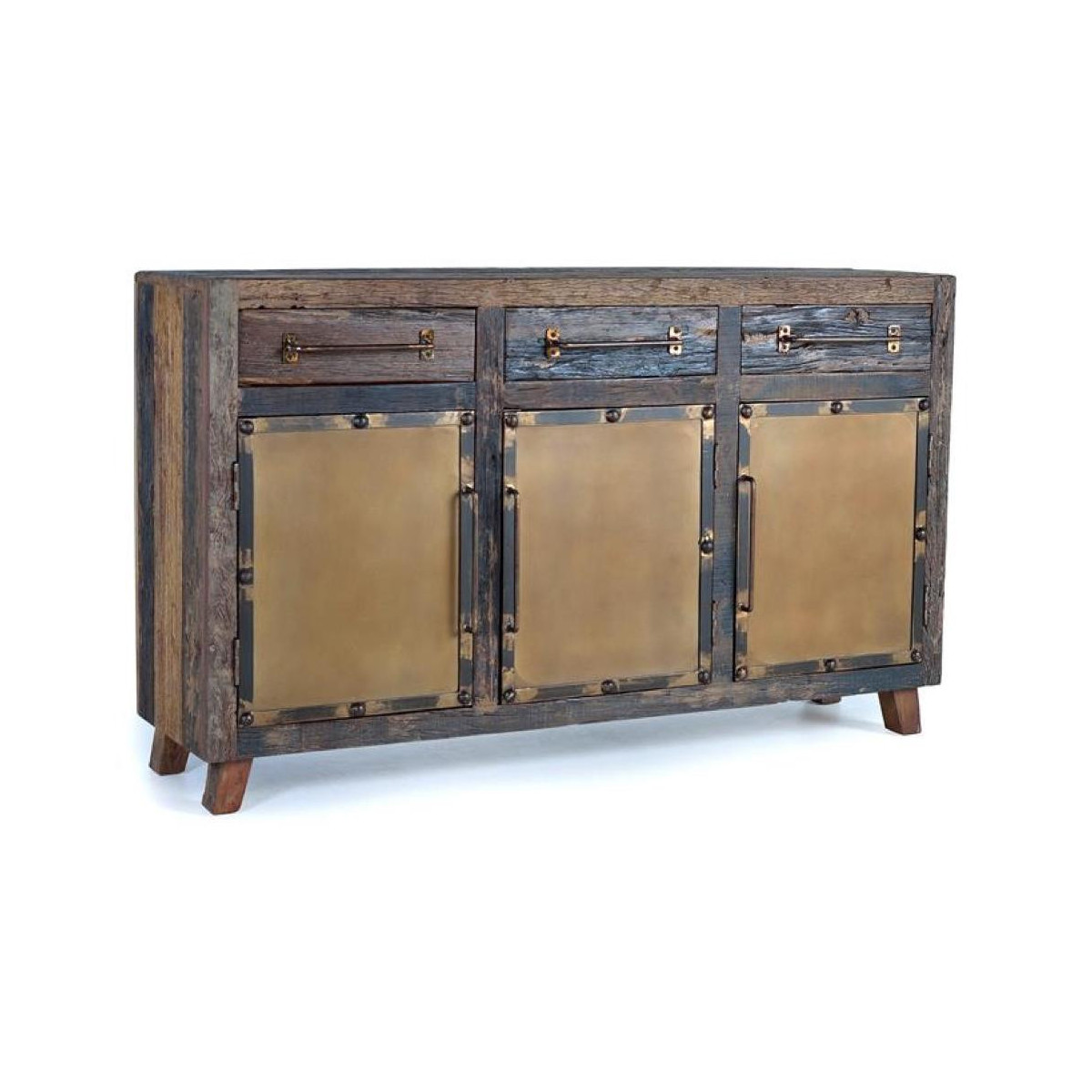 Buffet 3 Tiroirs Bois Marron 150x40x90cm