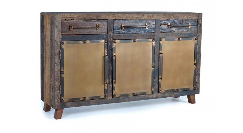 Buffet 3 Tiroirs Bois Marron 150x40x90cm