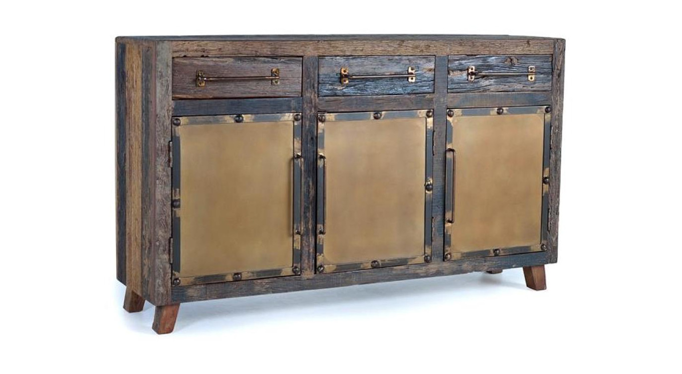 Buffet 3 Tiroirs Bois Marron 150x40x90cm