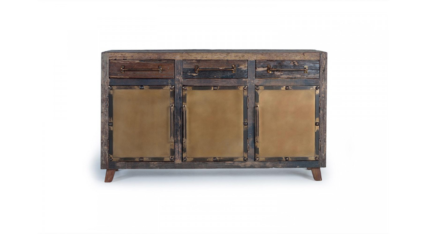 Buffet 3 Tiroirs Bois Marron 150x40x90cm