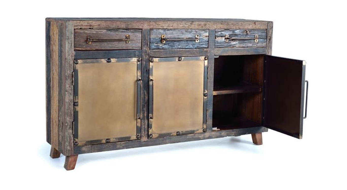 Buffet 3 Tiroirs Bois Marron 150x40x90cm