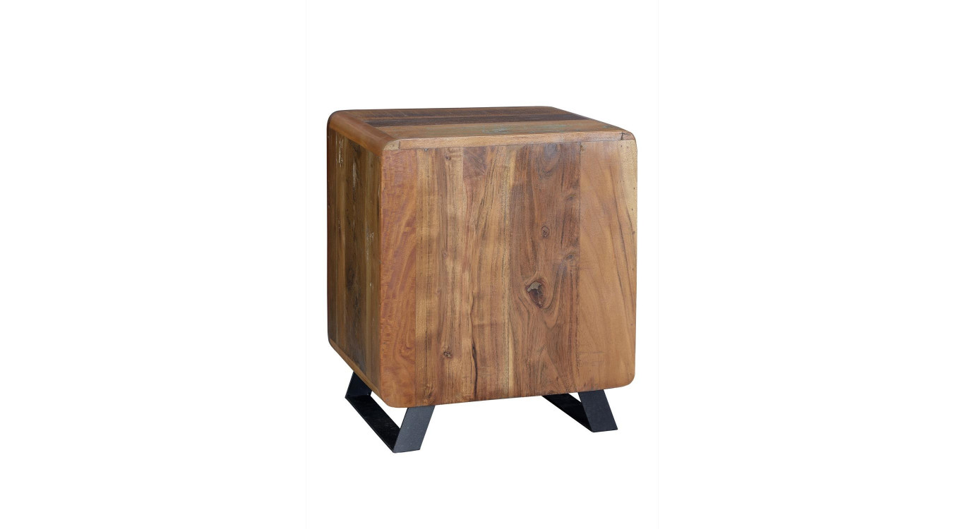 Table De Chevet 1 Tiroir Bois et Fer Marron 50x40x60cm