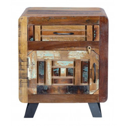 Table De Chevet 1 Tiroir Bois et Fer Marron 50x40x60cm