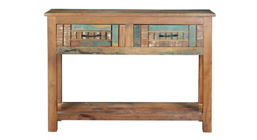 Console 2 Tiroirs BoisMarron 106x33x76cm