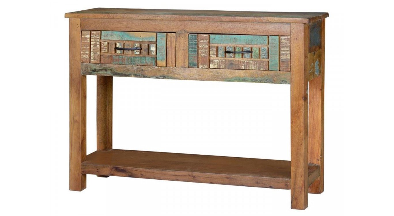 Console 2 Tiroirs BoisMarron 106x33x76cm