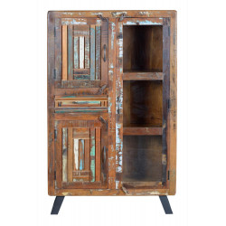 Armoire 1 Tiroir Bois et Fer Marron 90x38x140cm