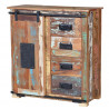 Buffet 4 Tiroirs Bois, Fer Marron 80x38x80cm