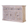 Buffet 3 Tiroirs Bois, Fer Blanc 150x40x92cm