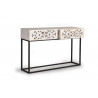 Console 2 Tiroirs Bois, Fer Blanc 120x30x77cm